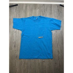 Vintage BVD Premium Series Mens Size L T-Shirt Blue Blank Single Stitch USA Made